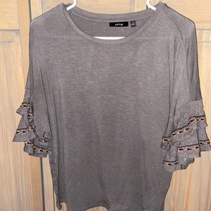 Gray Ruffle Sleeve Shirt